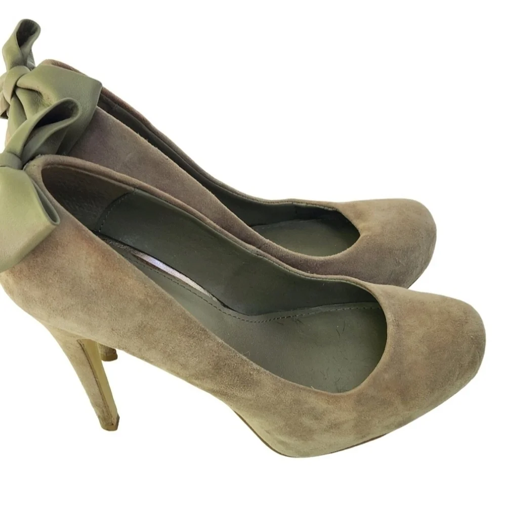 Dolce Vita Briar Suede Later Bow Taupe Hidden Platform Pumps Size 9